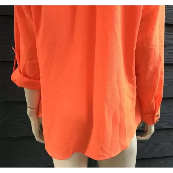 Alberto Makali Women Top Sz L Orange Roll on Slv - Picture 7 of 8